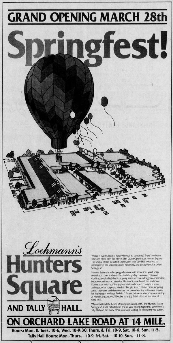 Tally Hall (Hunters Square) -  Mar 27 1981 Grand Opening Ad